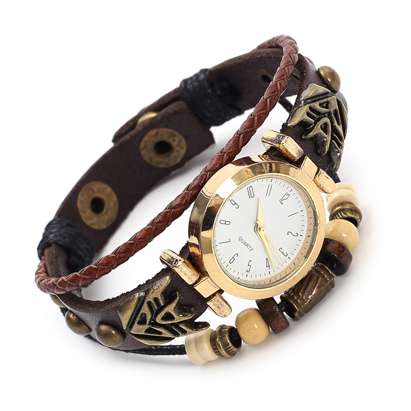 Women Accessories Pk - Montre à quartz en cuir vintage,