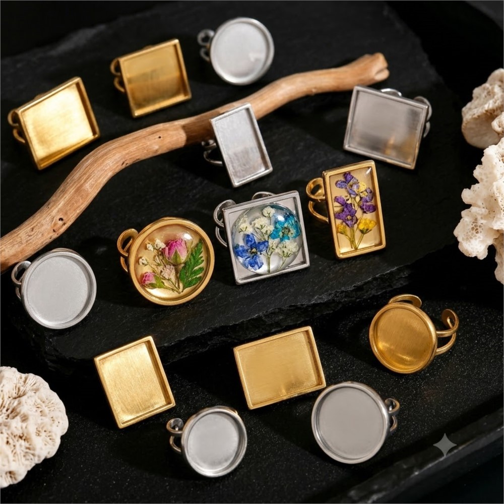 Ring Set Adjustable - 2 pièces Bases carrées plates ajustables