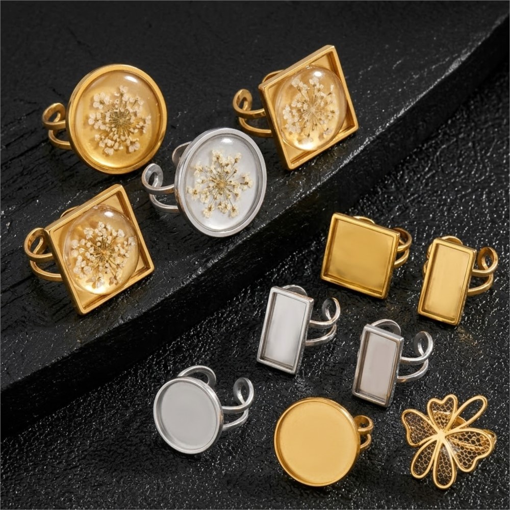 2 pièces Bases carrées plates  - Ring Set Adjustable avis et prix