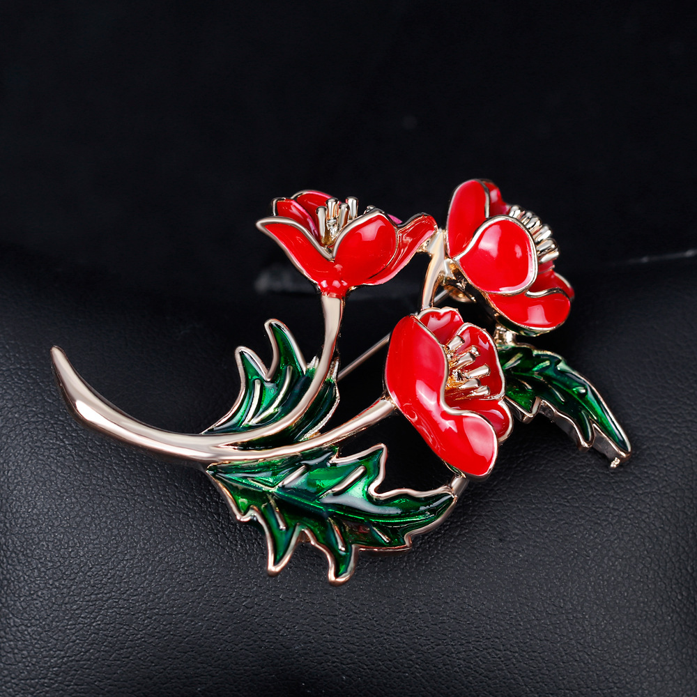 Broche fleur de pavot rouge ém - Women'S Accessories Uk avis et prix